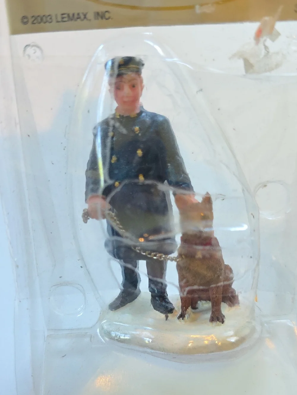 Vintage Lemax Figures - Officer With Dog And Skier With Dog - Winter Village